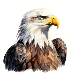 Fototapeta premium American eagle. Bald eagle clipart. Watercolor illustration. Generative AI. Detailed illustration.