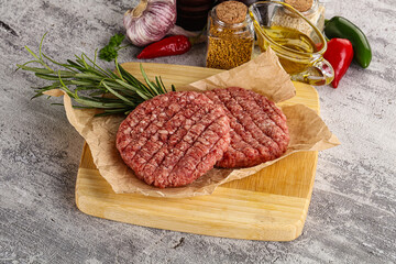 Raw burger cutlet for grill