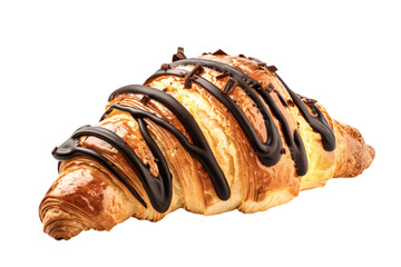 Chocolate croissant isolated on transparent background