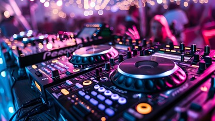 Futuristic music DJing and hitech vibes at festivals with psychedelic atmosphere. Concept Futuristic Music, DJing, Hitech Vibes, Festivals, Psychedelic Atmosphere