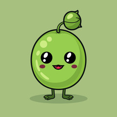 A cartoon Gooseberrywith a smile on its face