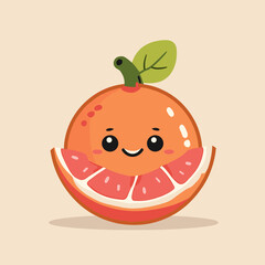Obraz premium A cartoon Grapefruit with a smiling face and a green leaf on top