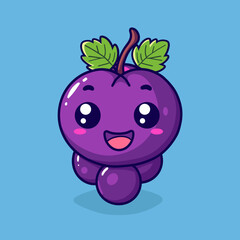Fototapeta premium A cartoon Grapes with a leaf on top of it