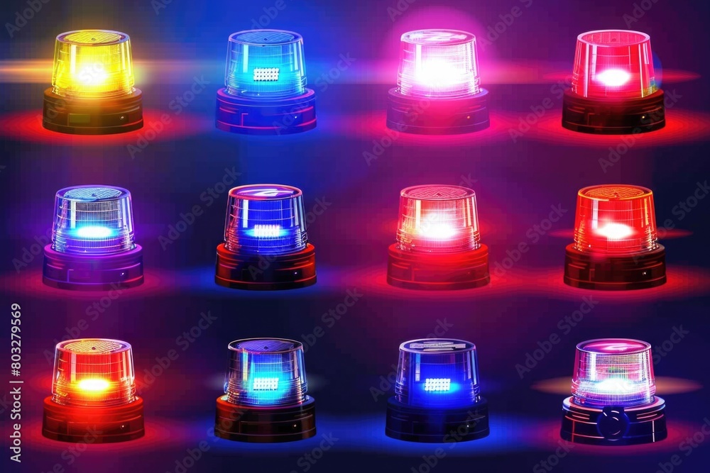 Poster A group of different colored lights stacked on top of each other. Can be used for abstract backgrounds