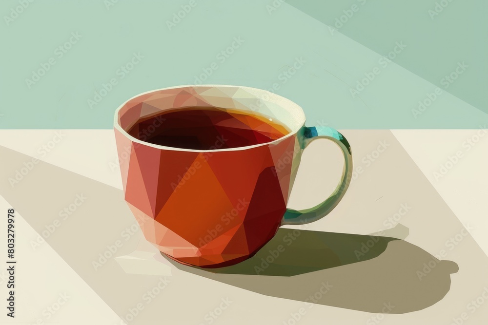 Poster a simple image of a tea cup on a table. perfect for various lifestyle and relaxation concepts