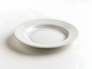 Empty Minimalist White Ceramic Plate on Plain Background