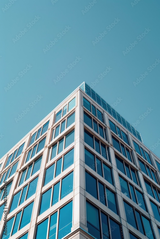 Poster A tall building with a clock on top. Suitable for architectural and time-related concepts