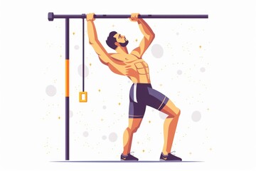 Strong man performing pull up exercise. Great for fitness and workout concepts