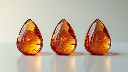 Amber Elegance: Three Viscous Droplets in Perfect Balance