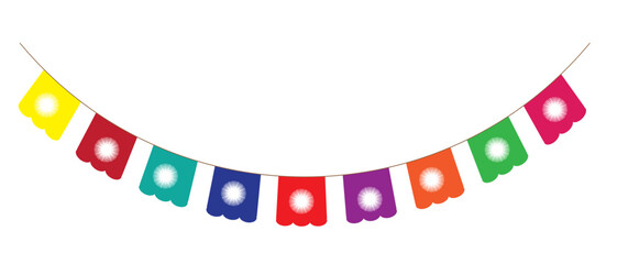  Cinco de Mayo banner with buntings  element. Cinco de Mayo paper flag card for celebration party on Mexico holiday. 