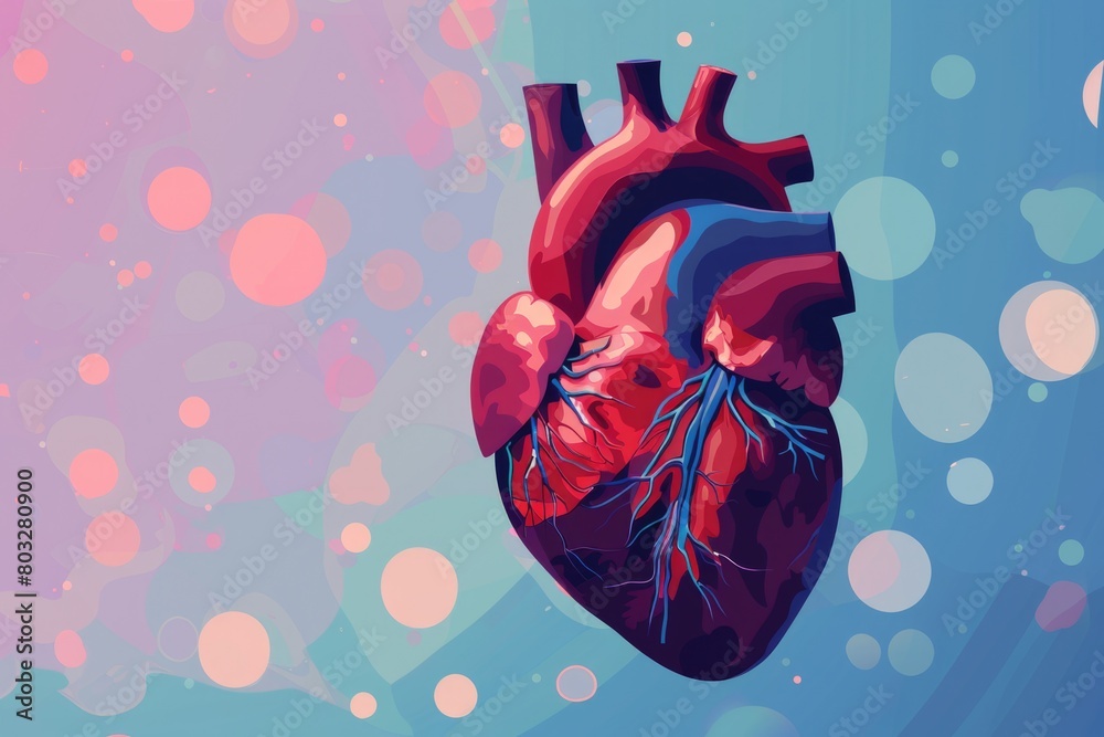 Poster a heart shape on a colorful background, suitable for various design projects