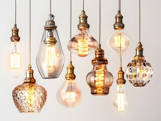 Obraz premium Decorative Lighting Fixtures Hanging on White Background