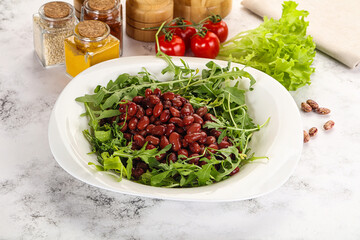 Red canned beans with arugula