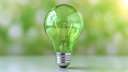 Innovative Solutions for Environmental Conservation: The Symbolism of the Green Light Bulb. Concept Environmental Conservation, Green Light Bulb, Innovative Solutions, Symbolism, Sustainability