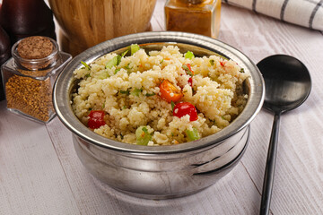 Vegan cuisine couscous with vegetables