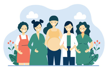 Pregnant friends sharing a moment in a serene garden setting