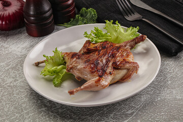 Grilled quail in the plate