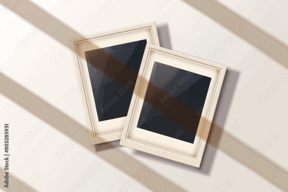 Poster Two picture frames on a table, versatile for various projects