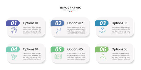 Infographic template. 6 Step timeline journey, Flat simple infographics design template. presentation graph. Business concept with numbers 6 options or steps vector illustration.