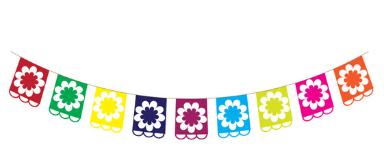Obraz premium Cinco de Mayo banner with buntings element. Cinco de Mayo paper flag card for celebration party on Mexico holiday. 