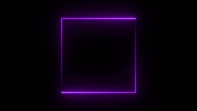Glowing color neon square animation