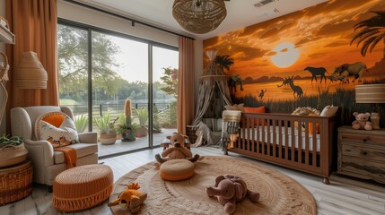 Safari Sunset Nursery, generative ai