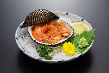 akagai ( red clam ) sashimi, Japanese cuisine