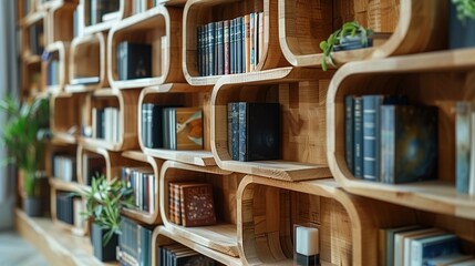 Modern Art Bookcase Display, generative ai