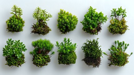 Fototapeta premium Organic Moss Collection on White