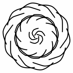 Abstract futuristic spiral maze, Floral graphic elements big vector set. Flowers and plants hand drawn illustrations, Black contour isolated on white background, spiral flowers art, business industry