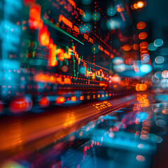 Fototapeta premium Stock market graph analysis with blurry background.