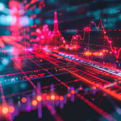 Stock Market Graph Overlay on Blurred background.