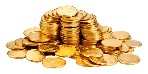 PNG  Shiny golden coins money white background investment.