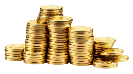 PNG  Shiny golden coins tower money white background investment.