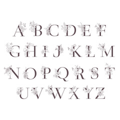 Wedding Floral Alphabet. Letters for Monogram.
