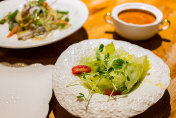 Appetizer salad in the restaurant