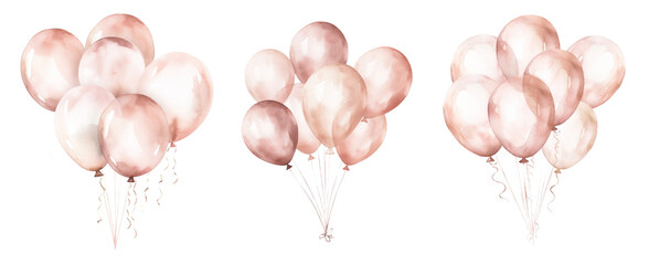 Bundle of pastel pink watercolor balloons