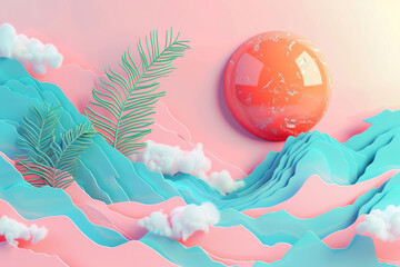 Vibrant details of a pastel vaporwave composition in a Retro Active  capturing the essence of digital nostalgia and serene aesthetics - obrazy, fototapety, plakaty