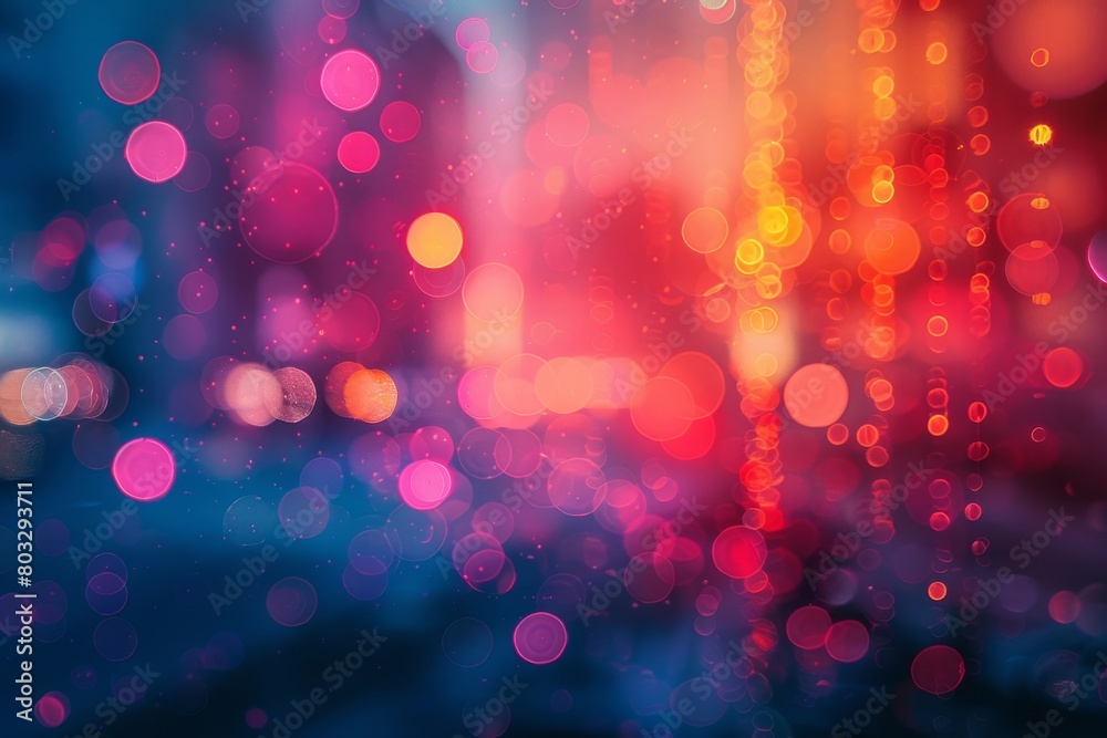 Poster this image showcases a mesmerizing array of vibrant bokeh lights, creating a dreamy and ethereal vis