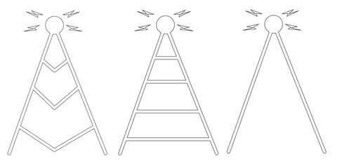 Antenna icon set. Radio antenna icon. Communication towers collection. Radio tower icons. Transmitter receiver wireless signal icons. Vector EPS 10