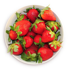 A photo of a bowl full of strawberries on a transparent background.