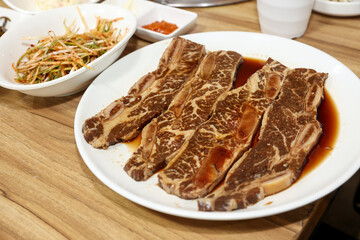 Korean style bbq. Marinated beef ribs