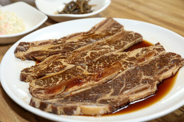 Korean style bbq. Marinated beef ribs