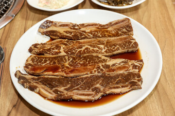 Korean style bbq. Marinated beef ribs