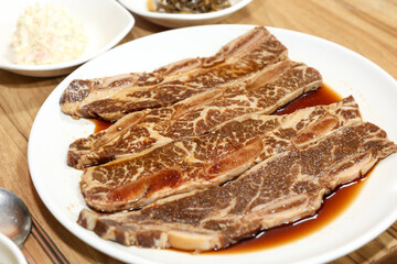 Korean style bbq. Marinated beef ribs