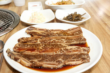 Korean style bbq. Marinated beef ribs