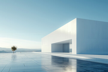 Modern buildings by the lake,Empty architectural background.