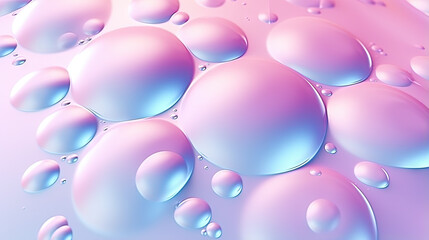 Abstract background with soft bubbles in pink and blue light. Holographic bubbles backdrop.