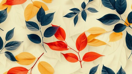 A small leaf with Red Crayola, Naples Yellow, Mint Cream, and Oxford Blue colors, set against a minimal background with negative space.