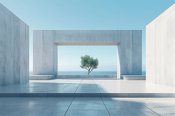 Modern buildings by the lake,Empty architectural background.